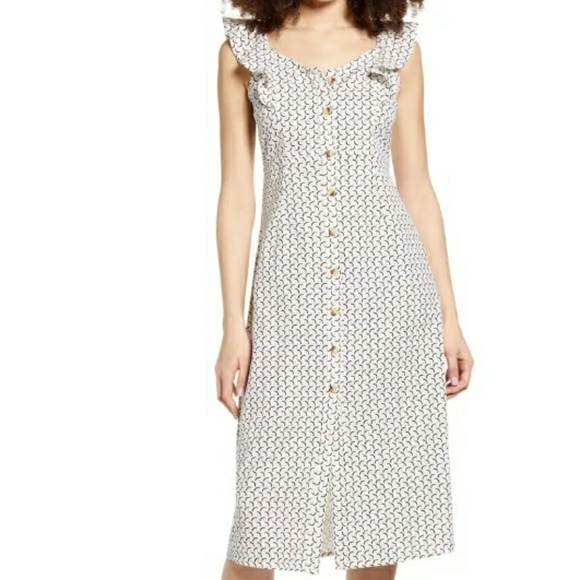 Billabong X Sincerely Jules Love Tripper Button Front Midi Ruffle Dress Sz Xs - Picture 6 of 6